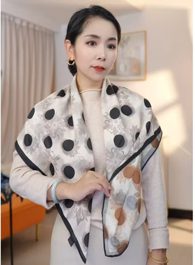 秋冬民族风复古双面印花小方巾