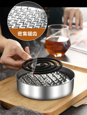 ладан 蚊香盘收纳盒带盖接灰防烫金属支架线香底座室内蚊香托盘接灰盘
