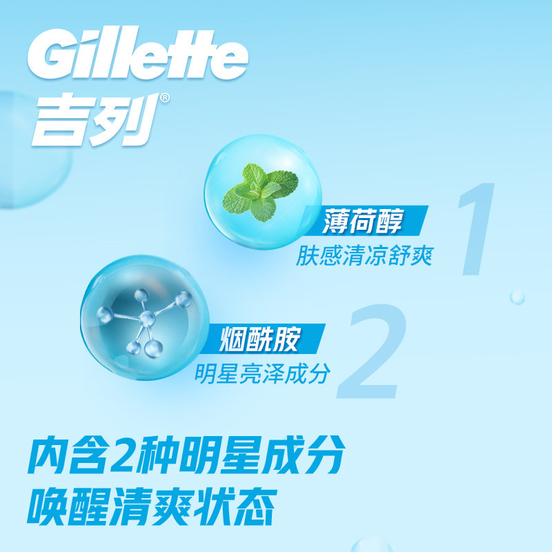吉列云感烟酰胺剃须二合一洁面乳 吉列男士洁面