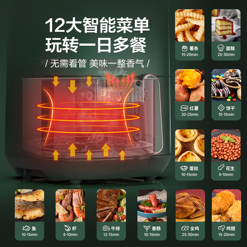 苏泊尔天居专卖店苏泊尔空气炸锅家用智能新款式烤箱大容量多功能电炸锅机一体2