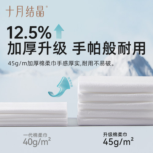 【超值试用】十月结晶婴儿嘟嘟棉柔巾新生宝宝纯棉洗脸巾100抽1包 - 图0