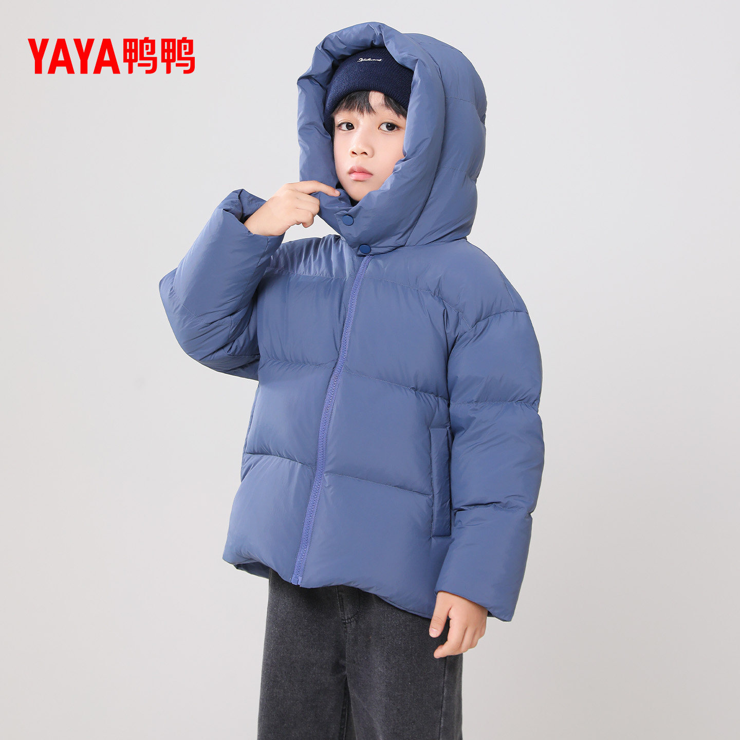 鸭鸭儿童羽绒服2025年冬季男女童同款保暖连帽短款时尚加厚外套M,淘宝优惠券,粉丝福利购,淘宝优惠卷
