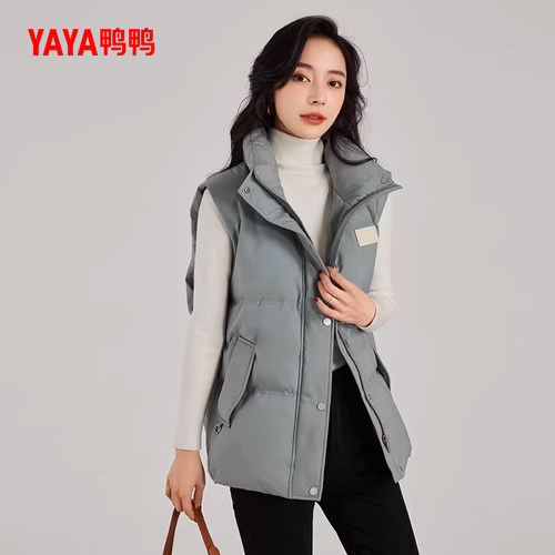 鸭鸭轻薄羽绒服马甲女短款秋冬秋冬立领韩版气质鸭绒背心马夹外套 - 图3