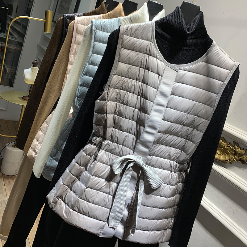 鸭鸭 年羽绒服女新款轻薄薄款秋季休闲时尚系带马甲背心马夹 2020 鸭鸭 年羽绒服女新款轻薄薄款秋季休闲时尚系带马甲背心马夹 2020