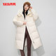 Women's duck mid-length stand collar hooded down jacket