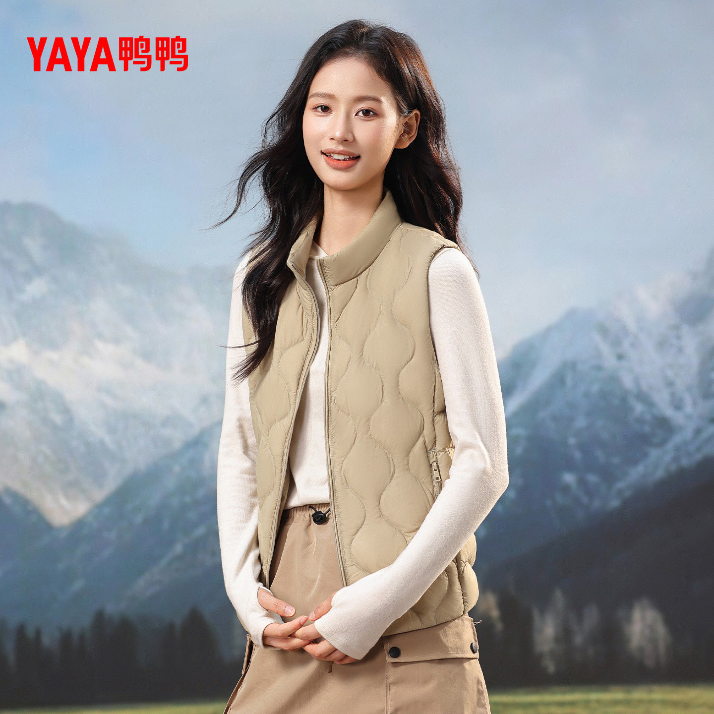 鸭鸭羽绒服马甲女士2025季百搭轻薄立领时尚短款保暖鸭绒马夹外套