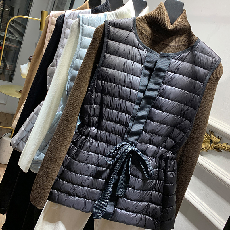 鸭鸭 年羽绒服女新款轻薄薄款秋季休闲时尚系带马甲背心马夹 2020 鸭鸭 年羽绒服女新款轻薄薄款秋季休闲时尚系带马甲背心马夹 2020