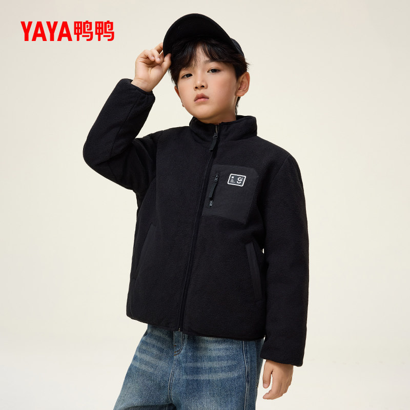 鸭鸭儿童羽绒服两面穿2025年冬季童装中大童男女童摇粒绒短外套HY,淘宝优惠券,粉丝福利购,淘宝优惠卷