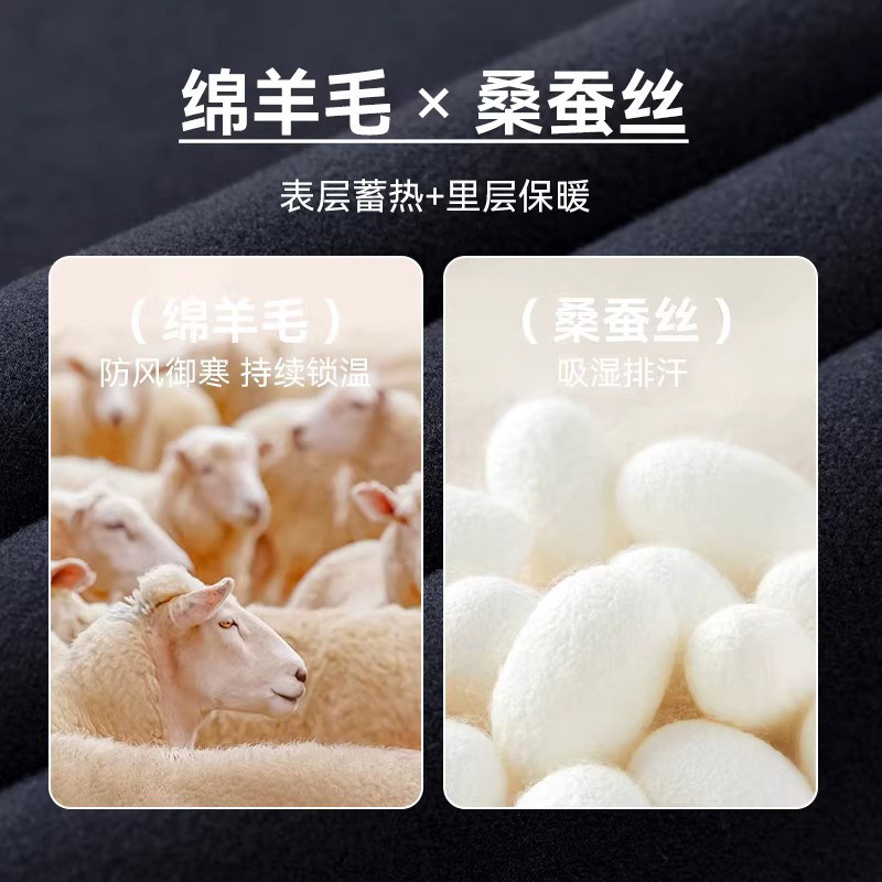 鸭鸭羊毛蚕丝保暖卫裤2025年秋季新款男士休闲百搭休闲裤Y