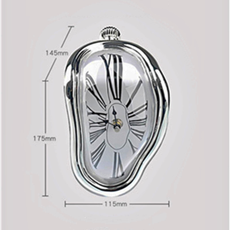 创意家居桌角扭曲时钟融化钟桌角装饰钟罗马数字挂钟复古钟时空钟-图0