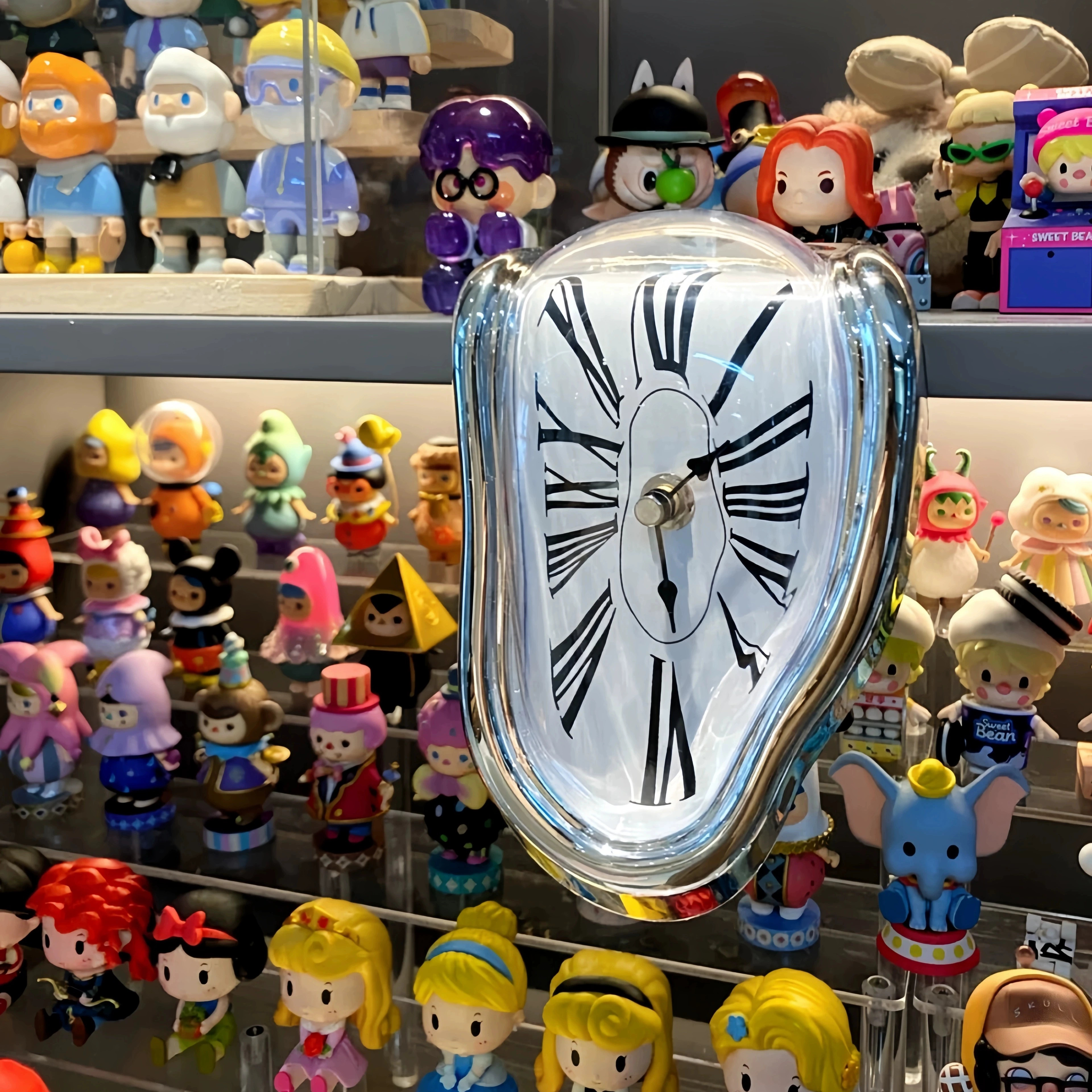 创意家居桌角扭曲时钟融化钟桌角装饰钟罗马数字挂钟复古钟时空钟,淘宝优惠券,粉丝福利购,淘宝优惠卷