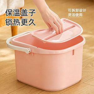 茶花泡脚桶加盖按摩塑料家用小腿儿童女士专用养生加厚水桶洗脚桶
