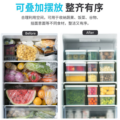茶花保鲜盒抗菌水果食品收纳盒饭盒储物盒盒子塑料冰箱冷冻专用 - 图3