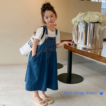 Girl Braces Skirt 2023 Summer New Salt Department Wearing Ride Cowboy Dress Children Fashion Fairy princess Lieven dress Chauder