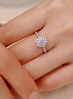 莫桑石女款钻戒纯银轻奢简约指环