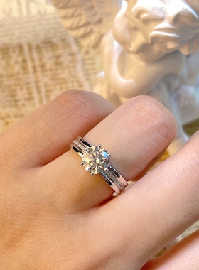 莫桑钻戒女款轻奢高级感纯银戒指