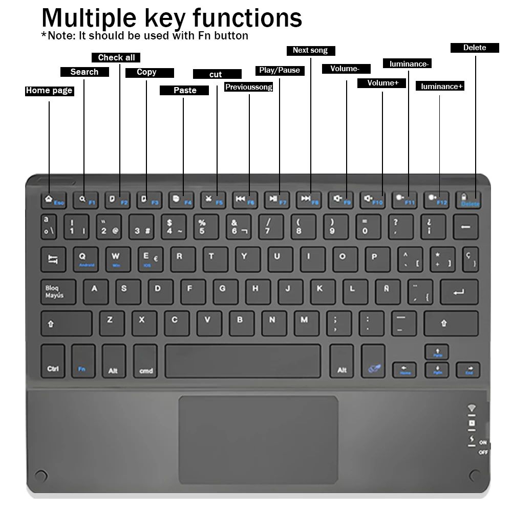 TrackPad Bluetooth Keyboard With Mouse For IOS Android Windo - 图2