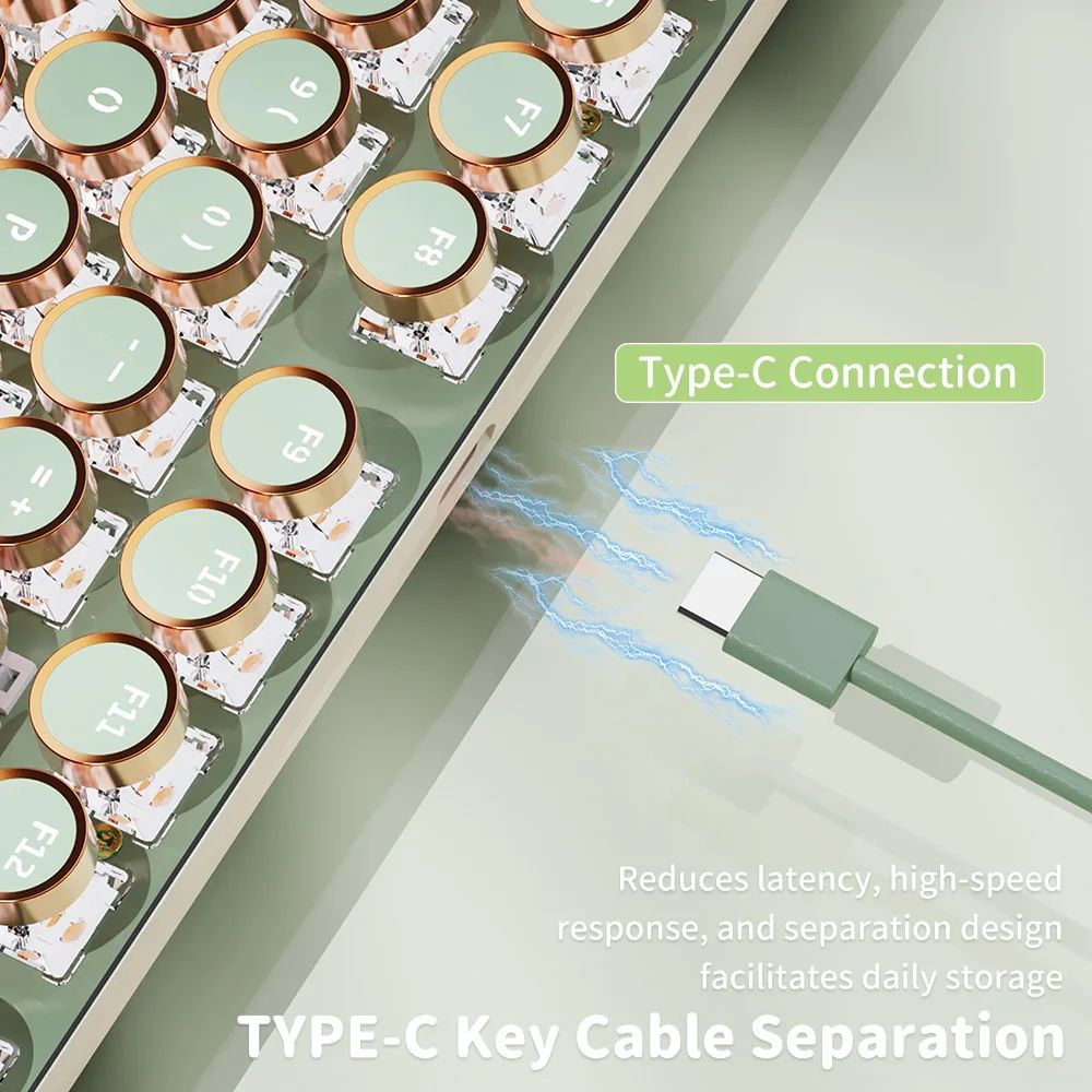 EWEADN V20 Punk Typewriter Mechanical Gaming Keyboard, 104 K - 图0