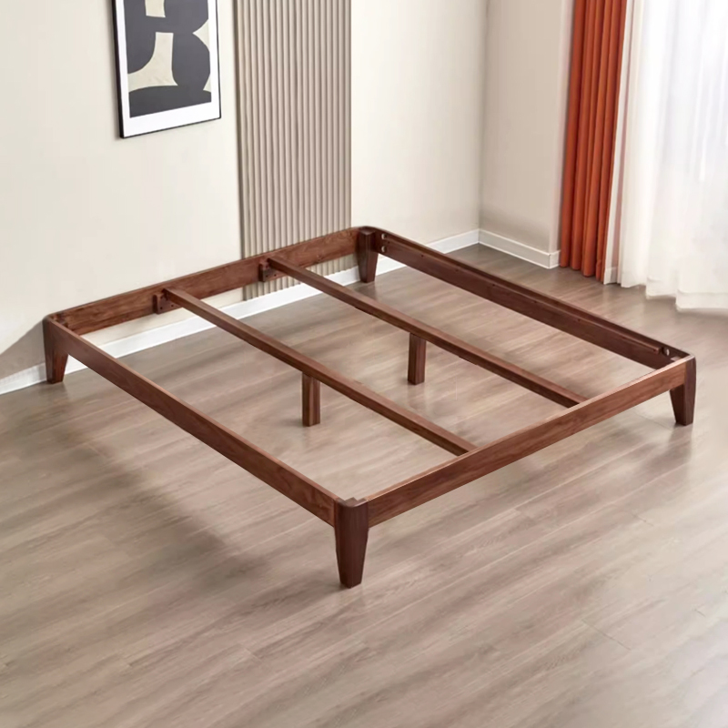 进口胡桃木乌金木无床头悬浮床榻榻米床日式矮床小户型全实木床架 - 图1