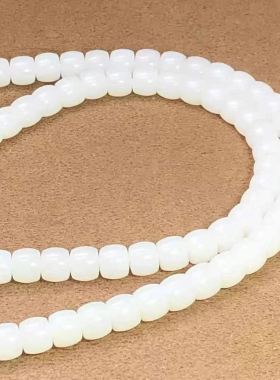 新疆和田玉羊脂白玉手串108颗老型珠籽料手串无结构油润手链项链