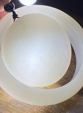 保真正品新疆和田玉籽料羊脂白玉手镯子58.2圈口腕间风情洒金皮