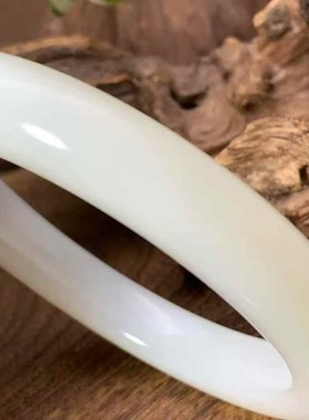 保真正品 一级白新疆和田玉手镯腕间风情64.5圈口油性出色大圈口