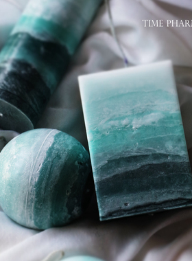 手工原创 海绿色香薰蜡烛摆件渐变油画风香氛蜡烛套组大号耐燃烧