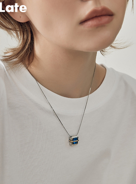Belate蓝色锆石吊坠百搭锁骨链