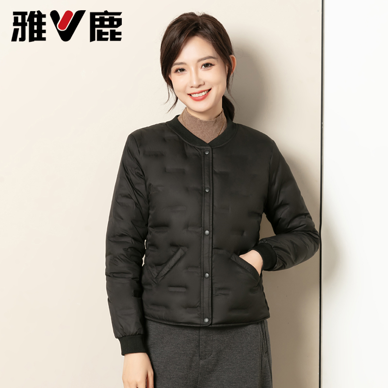 雅鹿2025新款羽绒内胆女加绒加厚内穿修身短款中老年妈妈羽绒服冬 - 图0