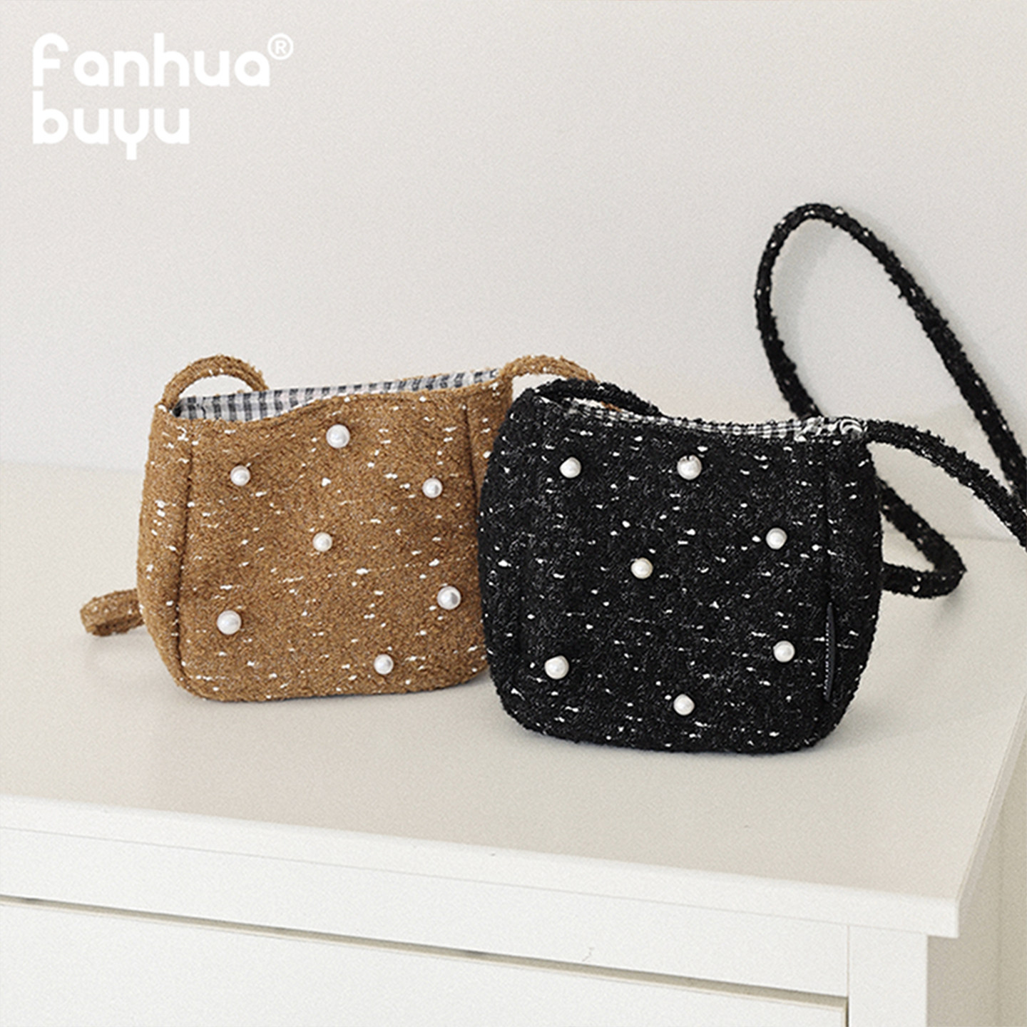 梵花不语韩版时尚百搭小包女时尚迷你斜跨简约复古毛呢单肩女包包,淘宝优惠券,粉丝福利购,淘宝优惠卷