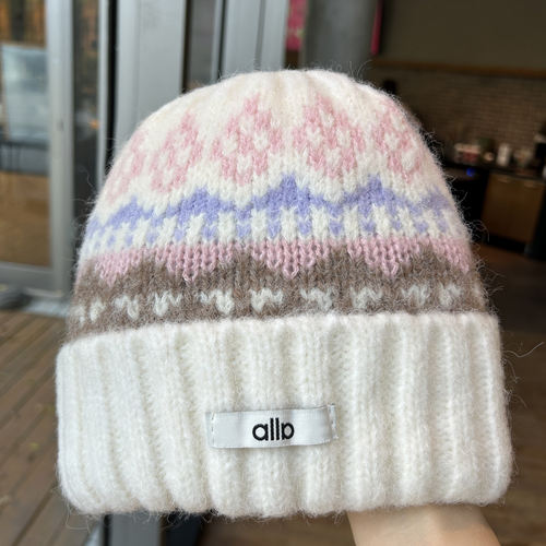 新款帽子女冬季加绒加厚保暖护耳费尔岛风防寒百搭针织毛线帽 - 图0