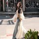 AZure lace strap cardigan ມີສາຍສະຫມໍ່າສະເຫມີ