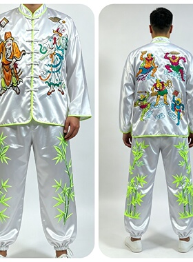 新款热卖荧光大二爷伯袍黑白无常唐装孝子爷服饰七爷八爷衣服套装