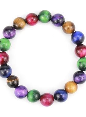 天然虎眼石手串彩色10mm虎眼石珠子手链绿色虎眼石猫眼手镯带卡片