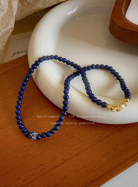 青金石双圈手链国风招财纳福