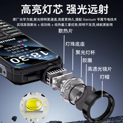 [官方旗舰店]飞利浦旗舰2026新款三防老人机4G全网通 A699Pro超长待机电信老年机大屏大字大声户外强光手电筒 - 图1