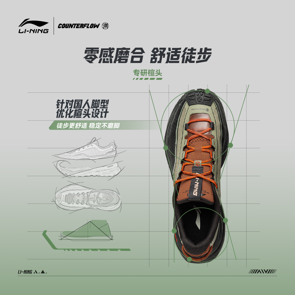 李宁户外CF溯行川徒步鞋丨男女软弹稳定支撑防泼水防滑登山运动鞋