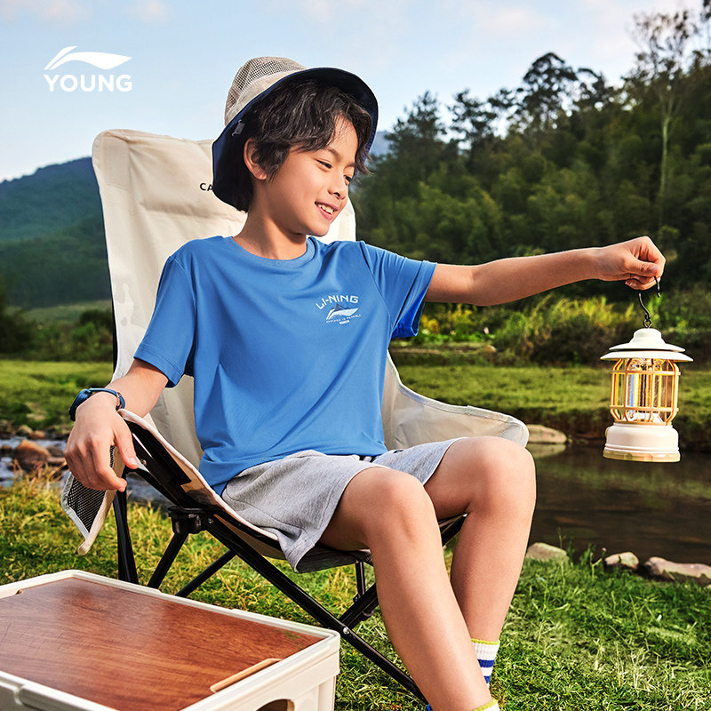 李宁童装短袖T恤男小大童新款运动生活系列夏季圆领上衣针织童装,淘宝优惠券,粉丝福利购,淘宝优惠卷