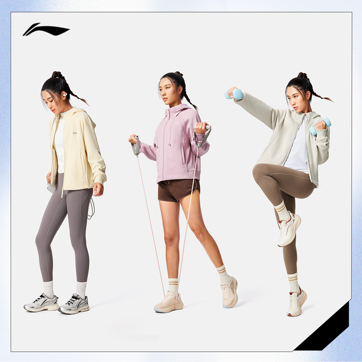 李宁卫衣女冬季2025新款保暖上衣加绒加厚针织长袖宽松开衫运动服 - 图3