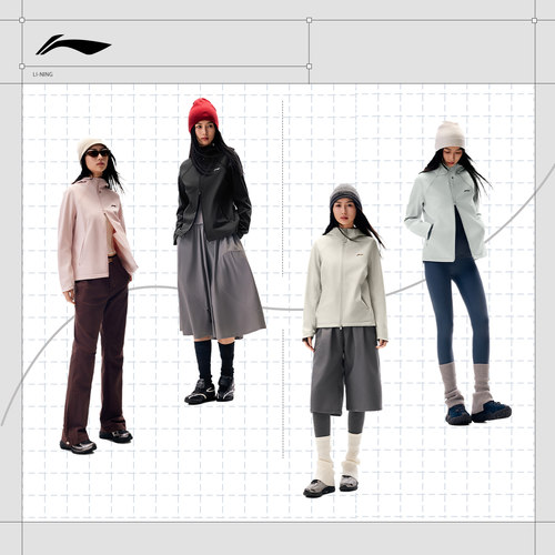 李宁外套软壳女春秋上衣跑步夹克防风防泼水修身显瘦连帽运动风衣 - 图3