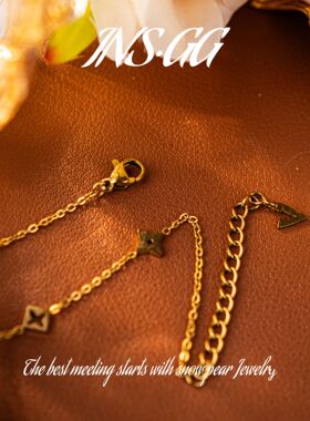 【INS · GG】钢   六金花 时尚精致 X003 项链·短链