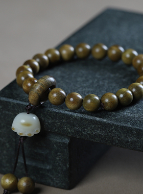 绿檀木民族风单圈配饰佛珠手串