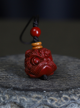 高档创意朱砂醒狮手机链挂件饰品