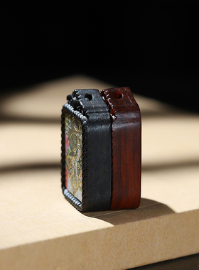 沉香木紫檀木彩绘无事牌吊坠