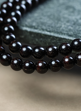 紫檀高密度满金星108颗佛珠手串