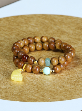 原创设计金丝楠女款双圈佛珠手链