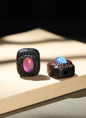 沉香木镶嵌锤纹方块diy配件