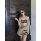 Lin You Acn* human silk python + ef26ss python light luxury feeling whitening and a age-reduced suspender shorts ສອງສິ້ນຊຸດສໍາລັບແມ່ຍິງ