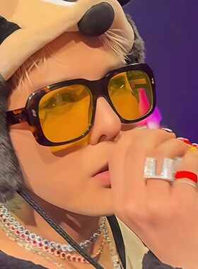 GD权志龙同款男士大框黄色墨镜男女款2026新款高级感粗框太阳眼镜