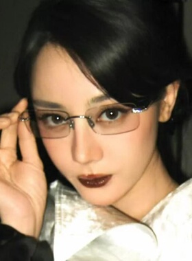迪丽热巴同款高智感无框眼镜女金属镶钻防蓝光无边框素颜近视镜架
